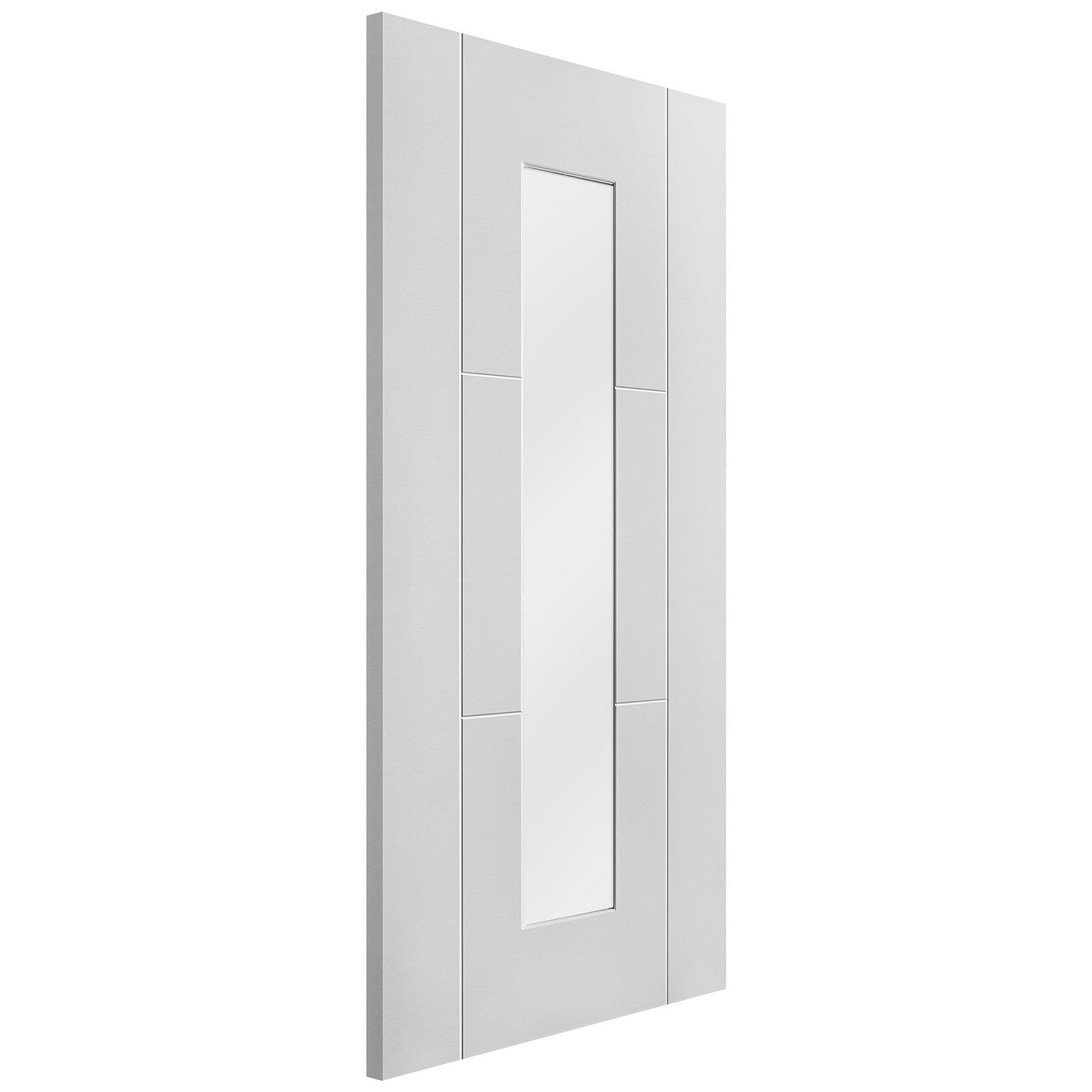 White Internal Primed Trent 3 Panel 1 Light Obscure Glass Made-to-Measure Door (120530)