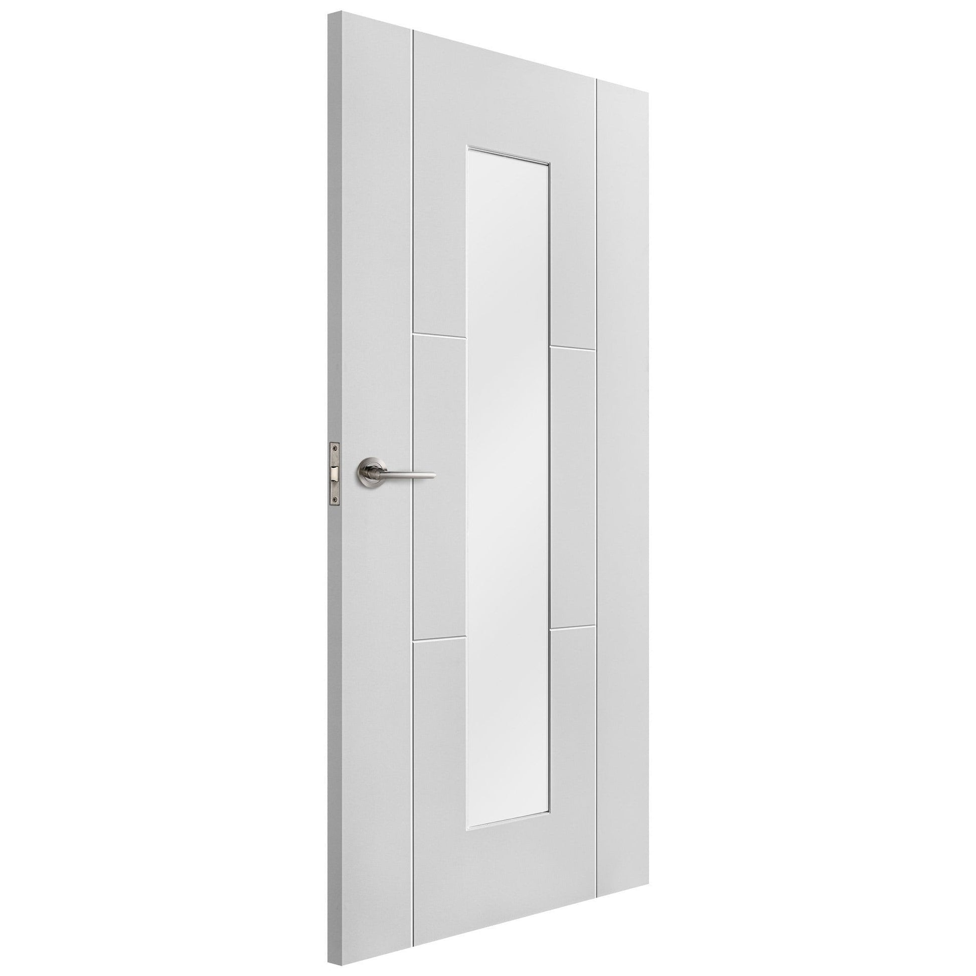White Internal Primed Trent 3 Panel 1 Light Obscure Glass Made-to-Measure Door (120530)