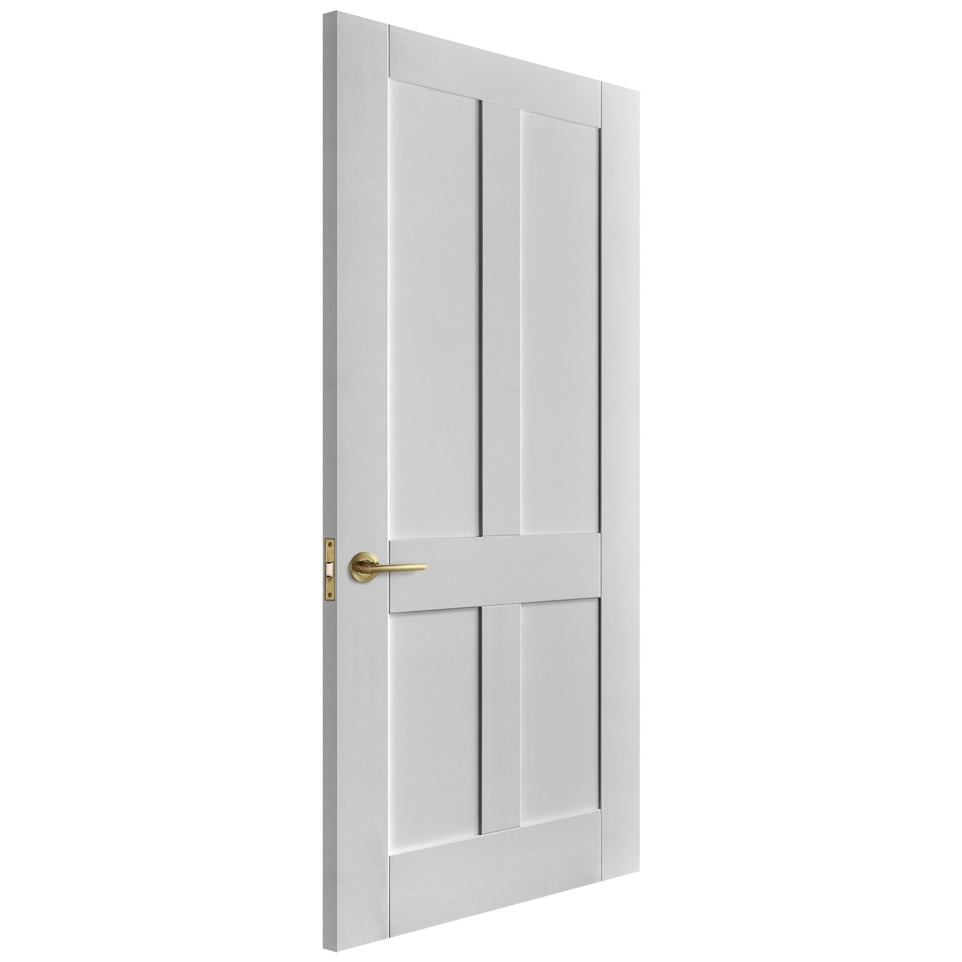 White Internal Primed Victorian Shaker 4 Panel Made-to-Measure Door (120533)