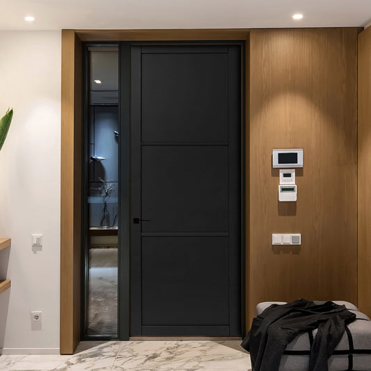 Black Internal Fully Finished Industrial Studio 3 Panel Made-to-Measure Door (120538)