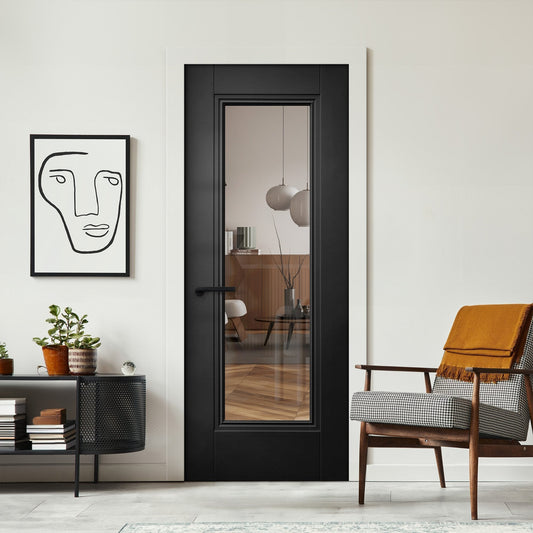 Black Fully Finished Internal Elegance Lancaster 1 Light Clear Glass Made-to-Measure Door