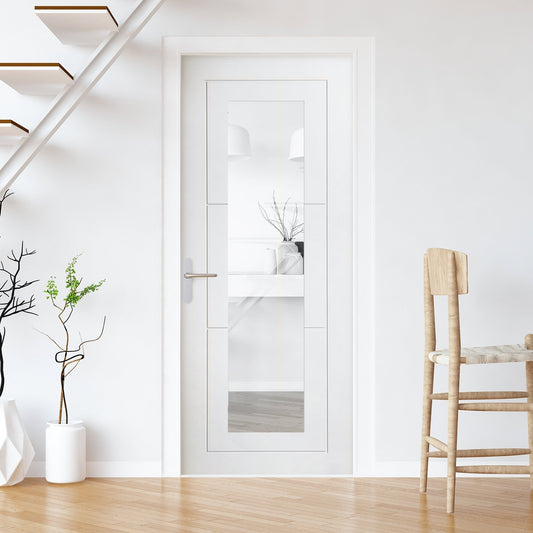 White Internal Primed Temple 1 Light Clear Glass Door (79066)
