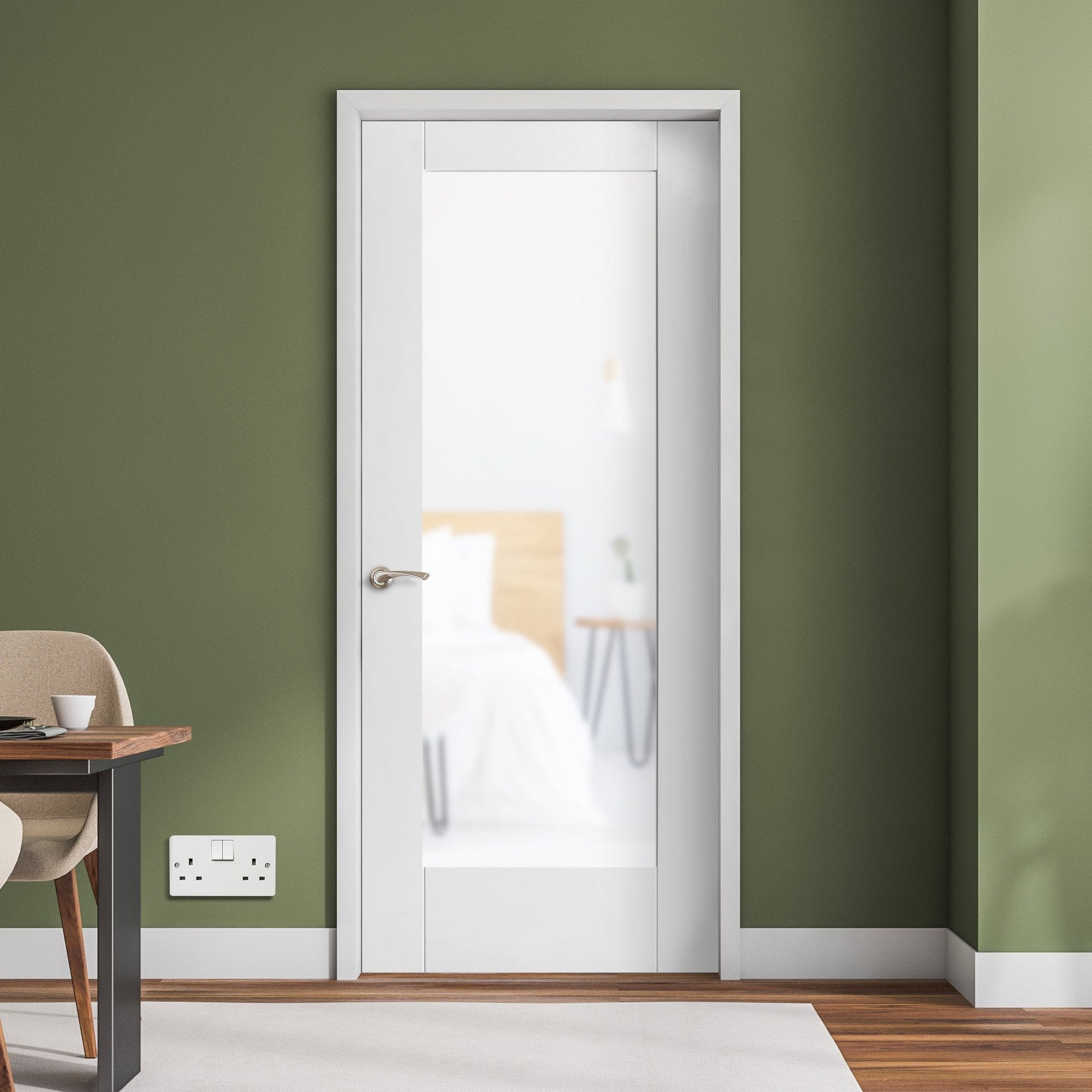 White Internal Primed Pattern 10 Obscure Glass Door (51772)