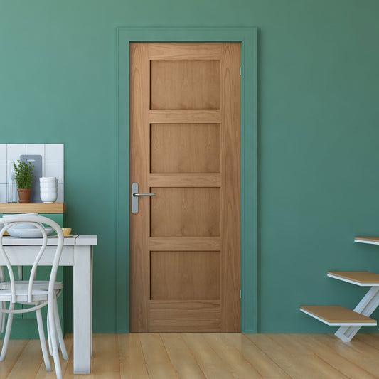 Oak Internal Unfinished Shaker 4 Panels Made-to-Measure Door (120469)