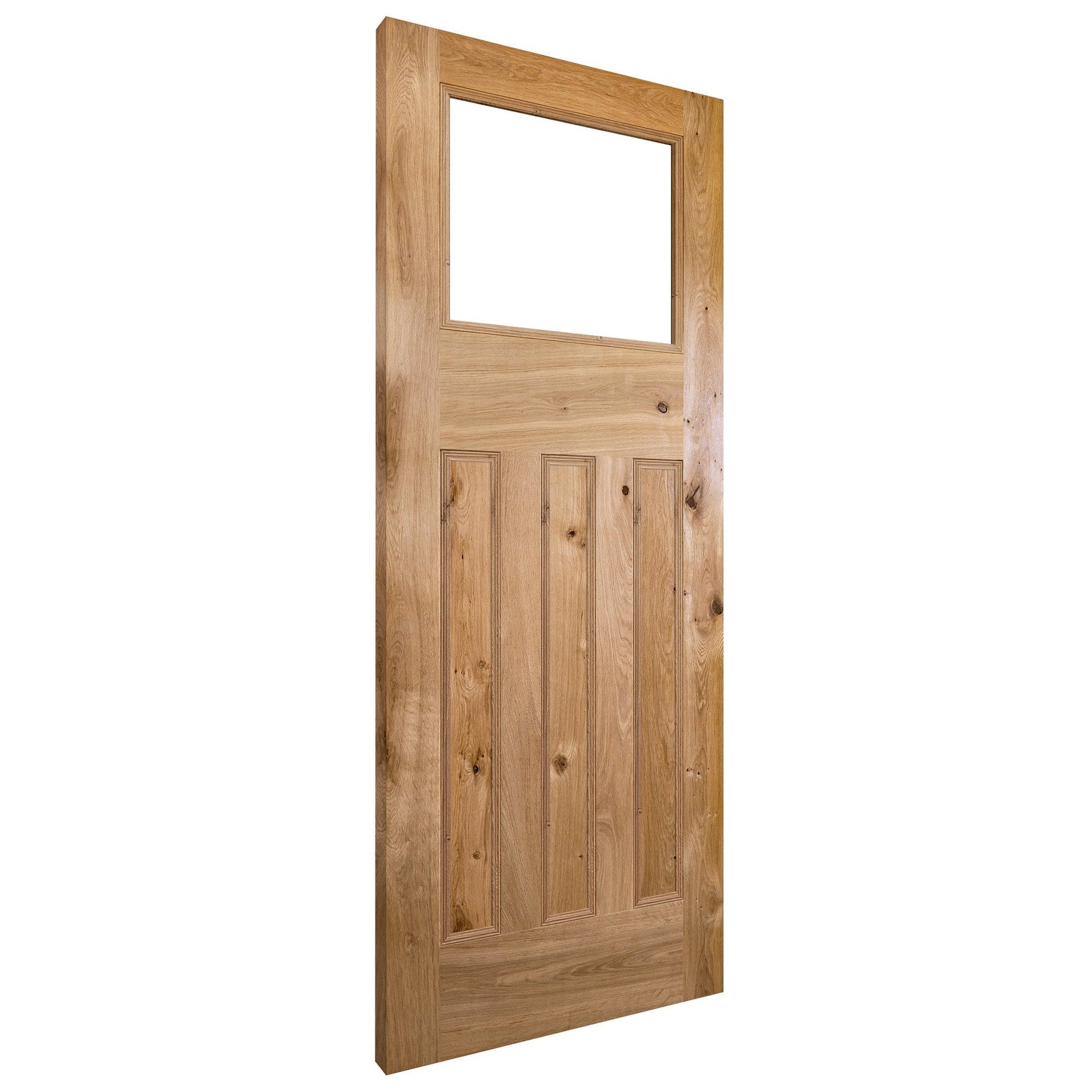 Internal Rustic Oak Fully Finished 1930's DX Clear Glass Door (119849)