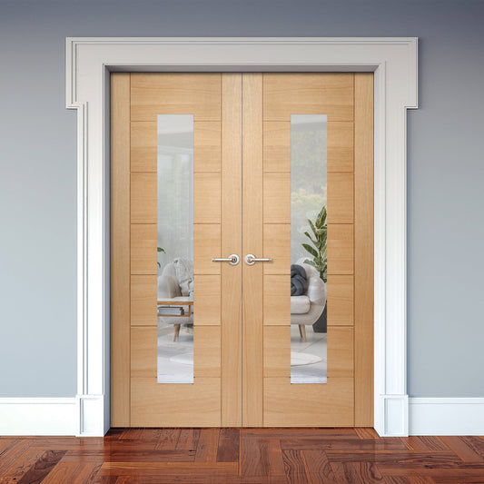 Internal Oak Fully Finished Pedrena 1 Light Glazed Pair Door (121368)
