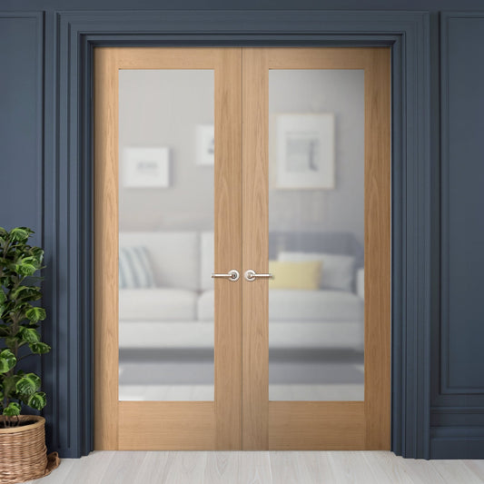 Internal Oak Unfinished Pattern 10 1 Light Obscure Glass Pair Door (121382)