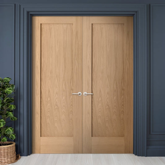 Internal Oak Unfinished Pattern 10 1 Panel Pair Door (121383)