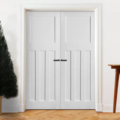 Internal White Primed 1930's DX 4 Panel Pair Door (121396)