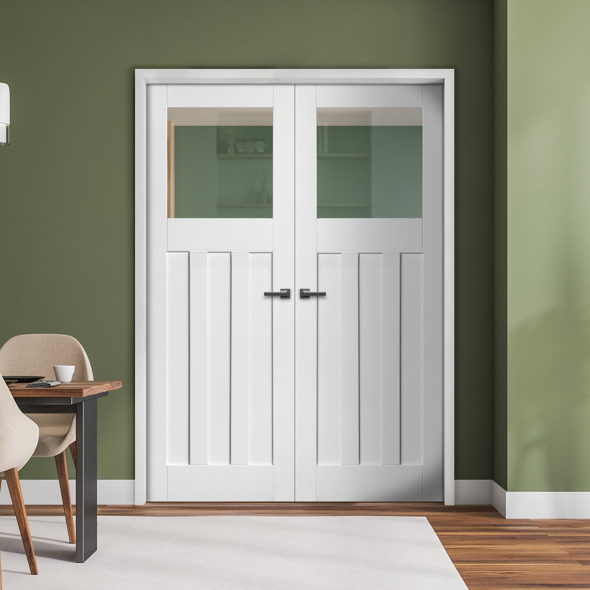 Internal White Primed DX 1930's Clear Glass Pair Door (121411)