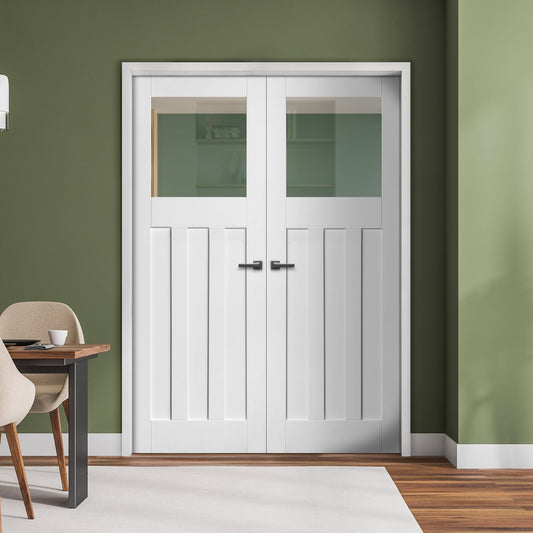 Internal White Primed DX 1930's Clear Glass Pair Door (121411)