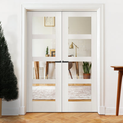Internal White Primed Shaker 4 Light Clear Glass Pair Door (121429)