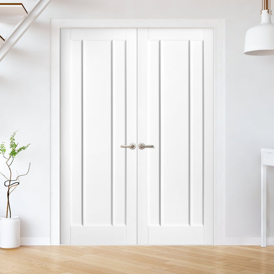 Internal White Primed Toledo 3 Panel Pair Door (121434)
