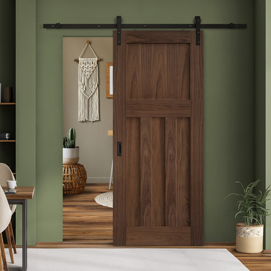 Walnut Internal Fully Finished DX Door Sliding Door - Black Face Mounted (119964)