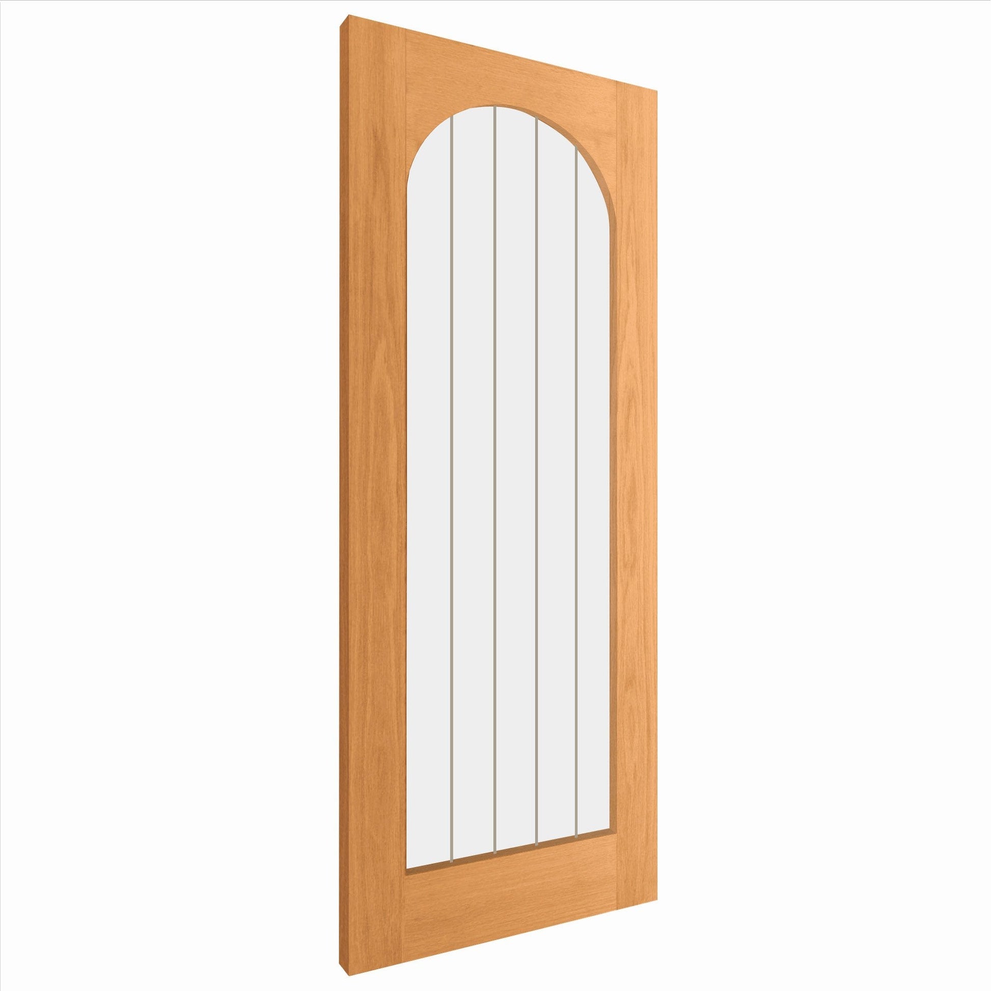 Oak Internal Fully Finished Farley Arched Square Top 1 Light Obscure Lined Clear Glass Door (122072)
