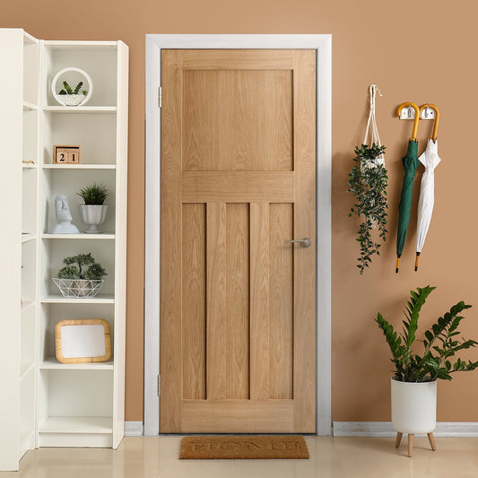 Oak Internal Unfinished 1930's DX 4 Panel FD30 Fire Door (84451)
