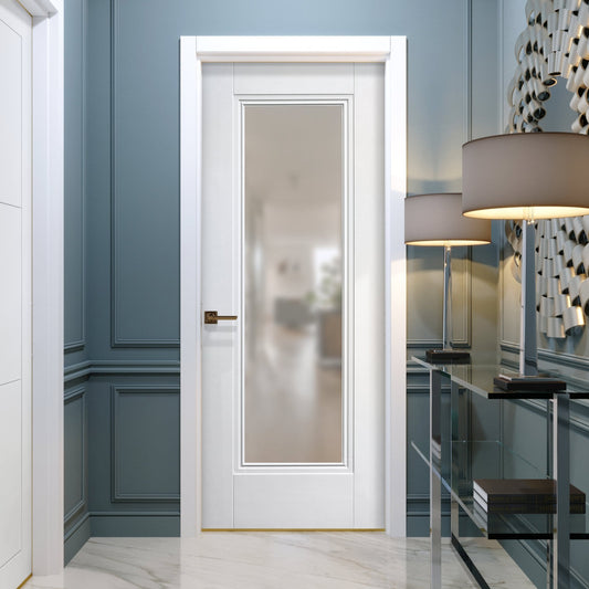 White Internal Primed Elegance Lancaster 1 Light Obscure Glass Made-to-Measure Door