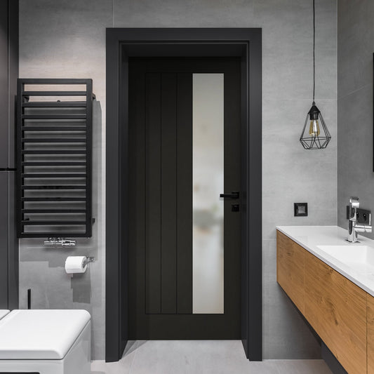 Black Internal Fully Finished Oak Farley 1 Light Offset Obscure Glass Made-to-Measure Door