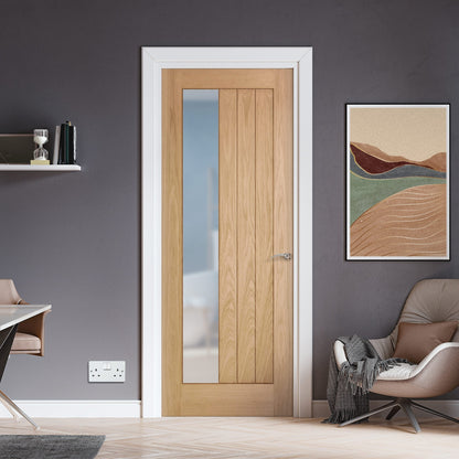 Oak Internal Fully Finished Farley 1 Light Obscure Offset Glass Made-to-Measure Door