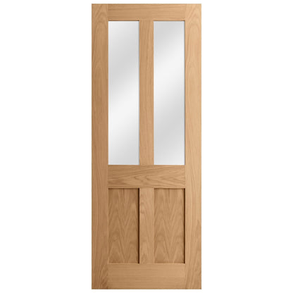 Oak Internal Unfinished Victorian Shaker 2 Panel 2 Light Obscure Glass Made-to-Measure Door
