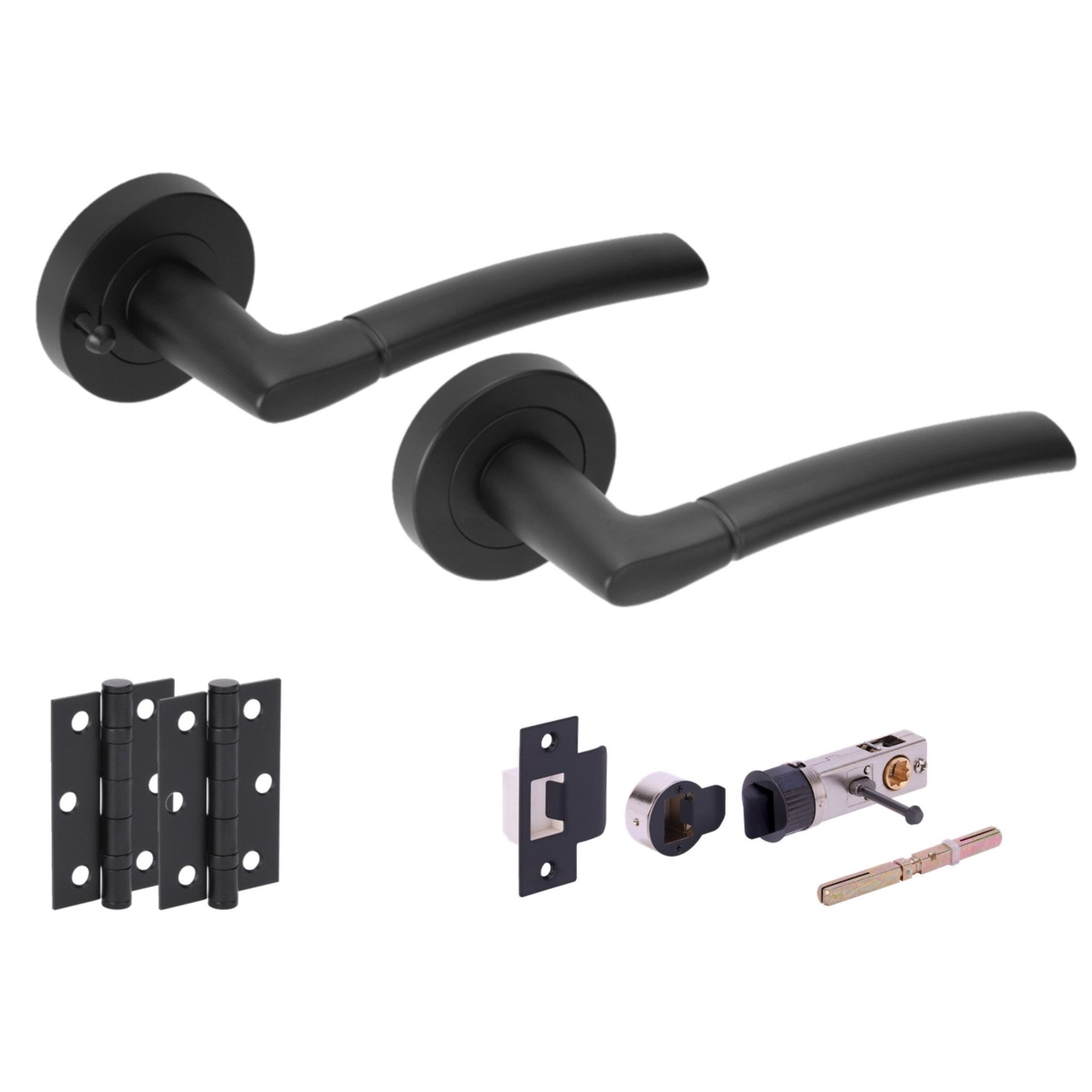 Orbit Privacy Round Rose Lever Door Handle Set Matt