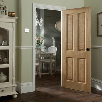 White Oak Internal Fully Finished 4 Panel Oregon FD30 Fire Door (121758)