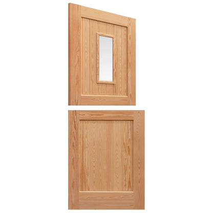 External Solid Pine Unfinished 2P 1L Clear Glass Stable Door (LOLSD)