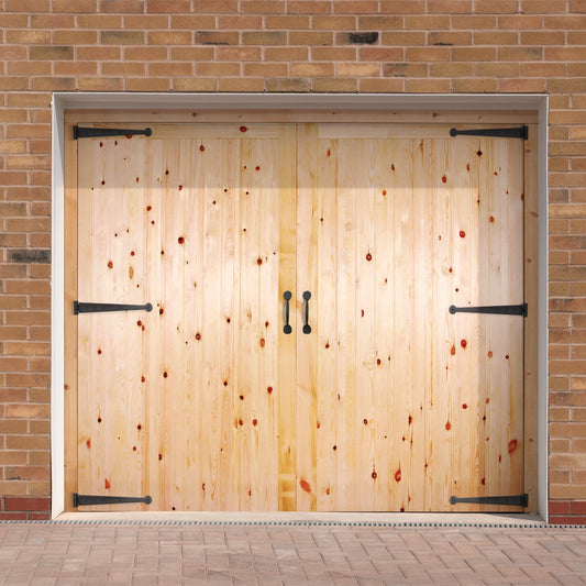 Redwood External Unfinished Solid Framed, Ledged & Braced Garage Door & Frame Set (119211)