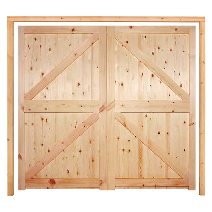 Redwood External Unfinished Solid Framed, Ledged & Braced Garage Door & Frame Set (119211)