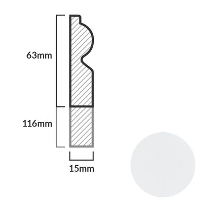 White - 2.4m Torus Laminate Skirting Board (84888)