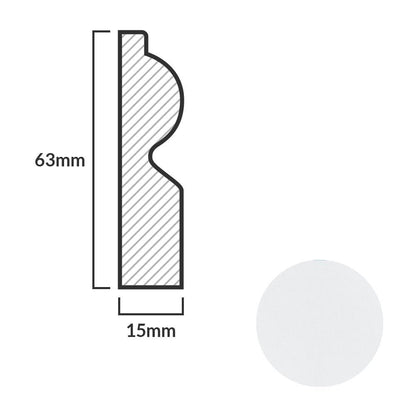 White - 2.4m Torus Laminate Skirting Board (84888)