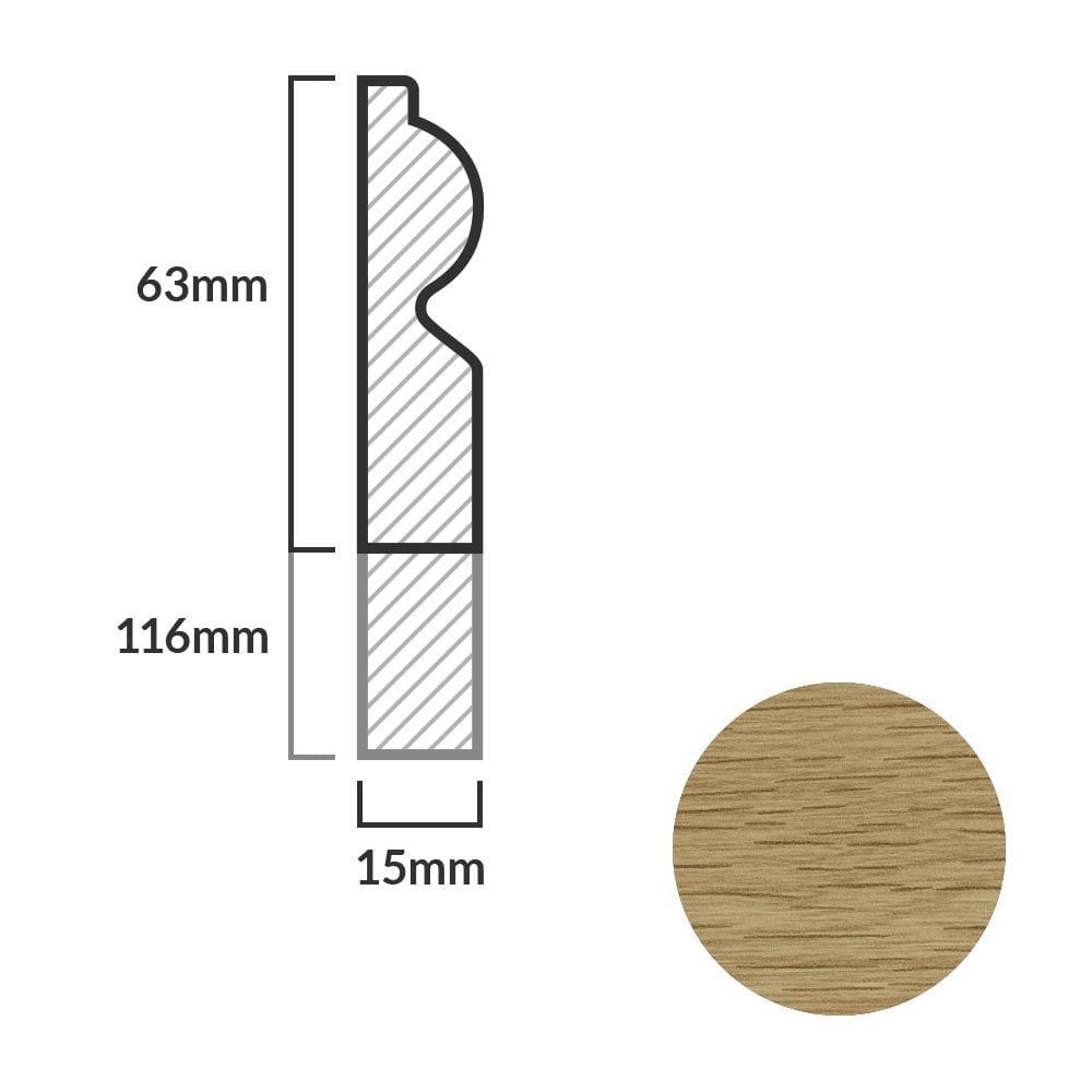Light Oak - 2.4m Torus Laminate Skirting Board (84900)