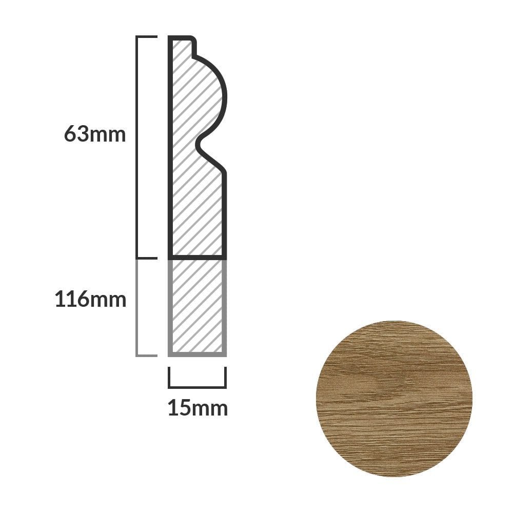 Dark Oak - 2.4m Torus Laminate Skirting Board (84906)