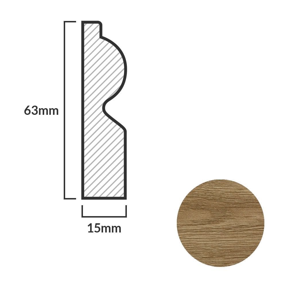 Dark Oak - 2.4m Torus Laminate Skirting Board (84906)