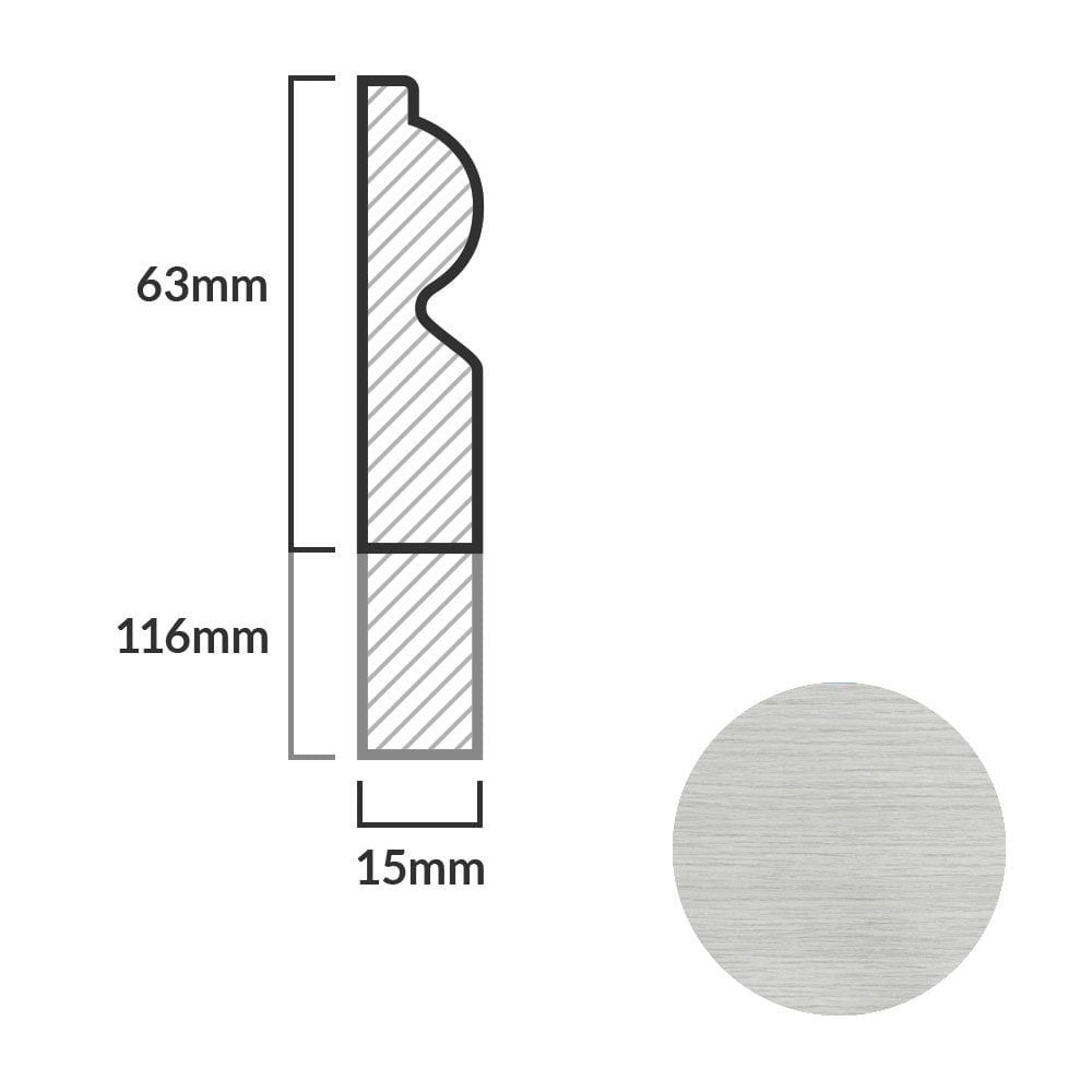 Off-White - 2.4m Torus Laminate Skirting Board (84918)