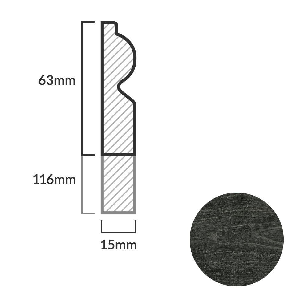 Dark Grey - 2.4m Torus Laminate Skirting Board (84936)