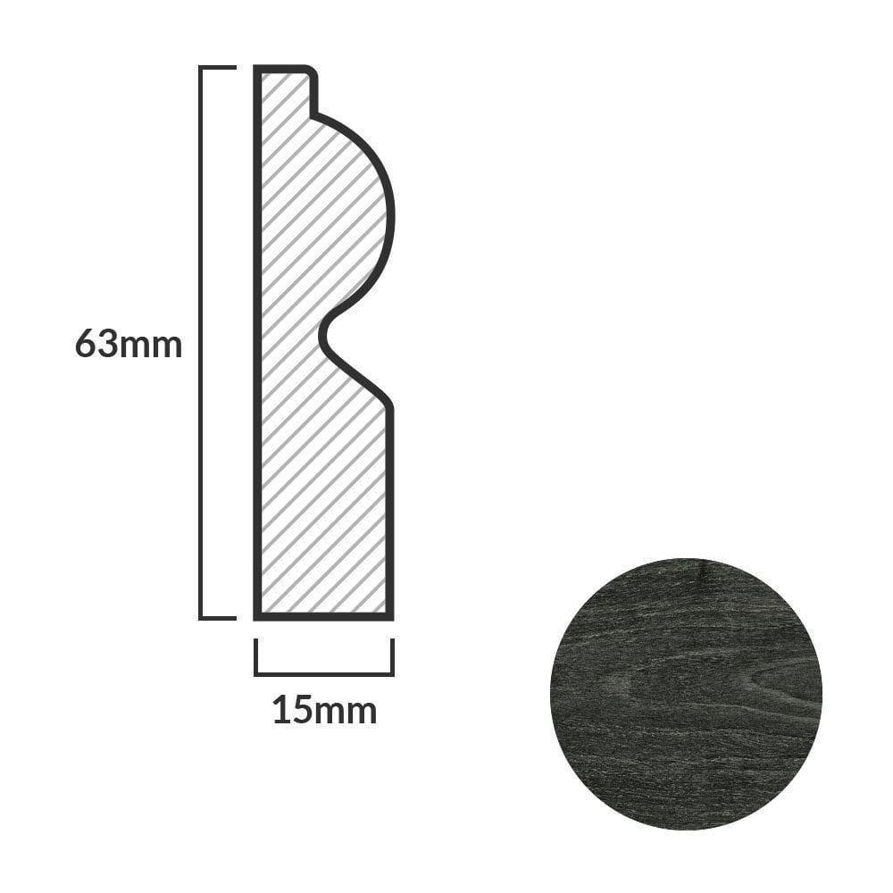 Dark Grey - 2.4m Torus Laminate Skirting Board (84936)