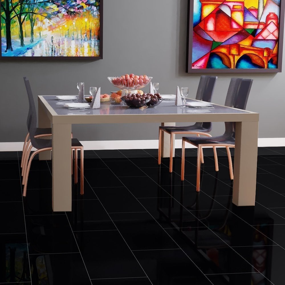 Black - Lustre Stone 8mm High Gloss Laminate Flooring (89999)