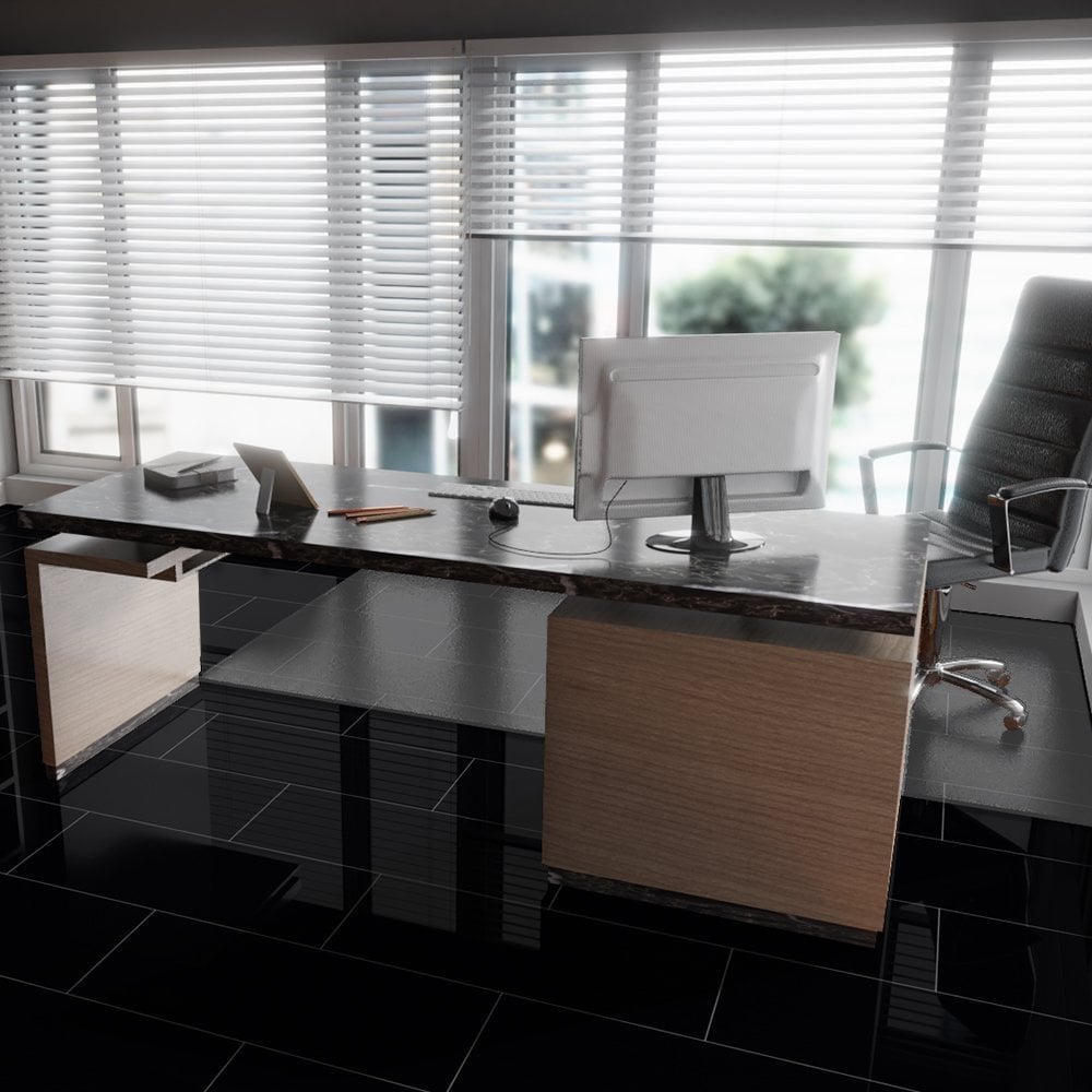 Black - Lustre Stone 8mm High Gloss Laminate Flooring (89999)