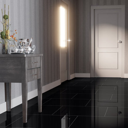 Black - Lustre Stone 8mm High Gloss Laminate Flooring (89999)