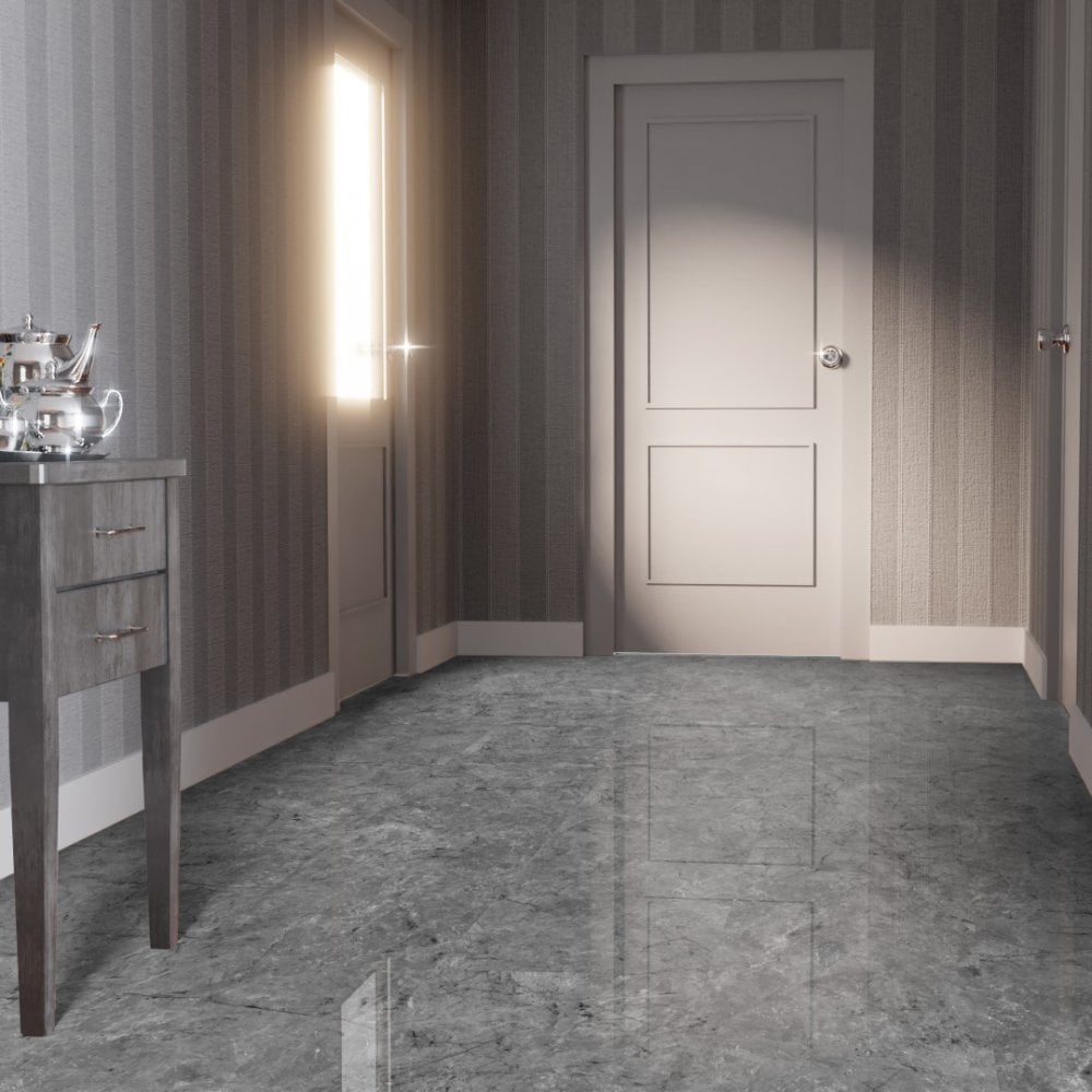 Elounda Cinzento - Lustre Stone 8mm High Gloss Laminate Flooring (91938)
