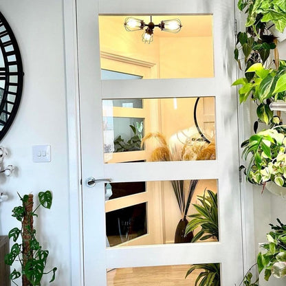 White Internal Primed Shaker 4 Light Clear Glass Door (51777)