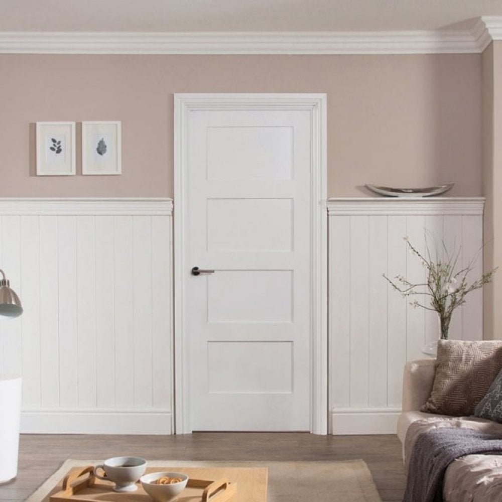 White Primed Internal 4 Panel Shaker Door (121752)