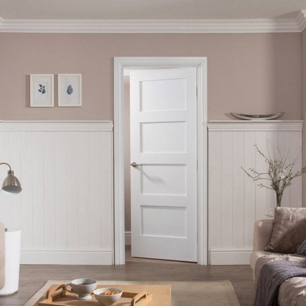 White Primed Internal 4 Panel Shaker Door (121752)