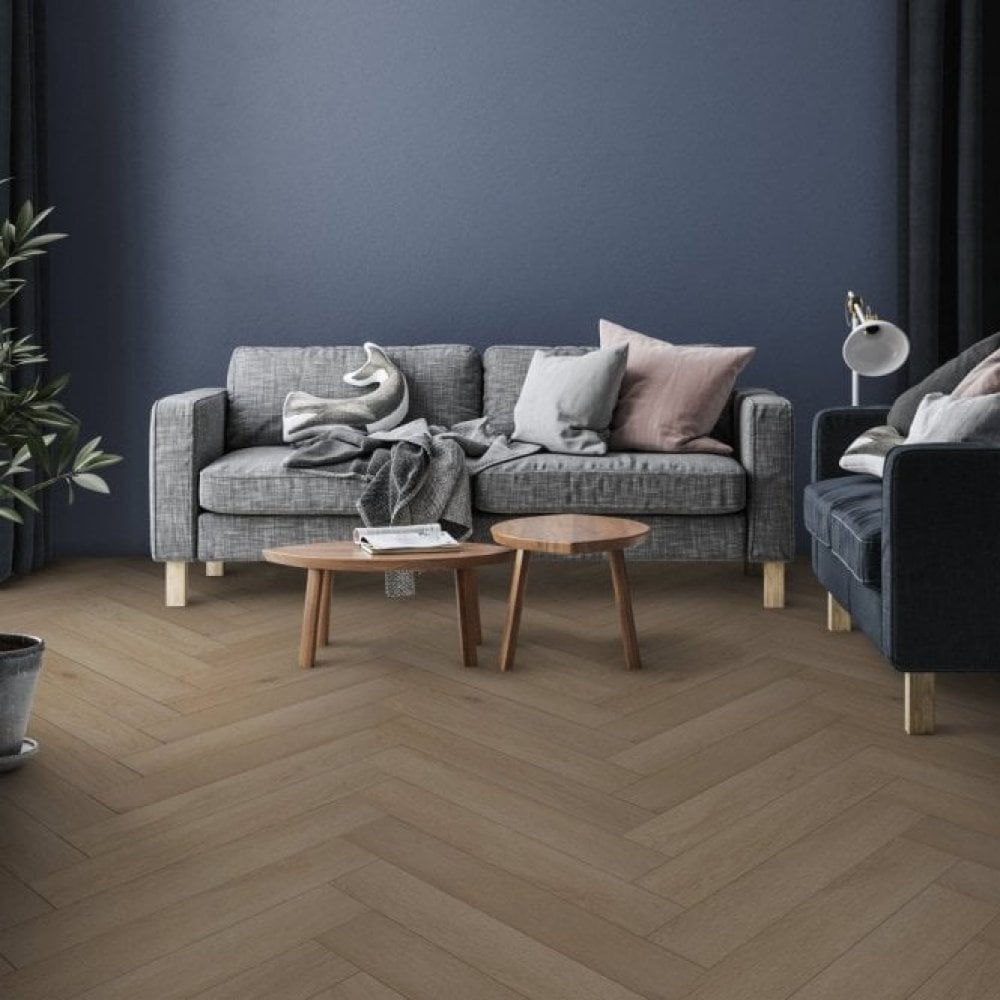 Silver Serenity Oak - Comfort Luxe 12mm Laminate Herringbone Sample (SKU-343978)