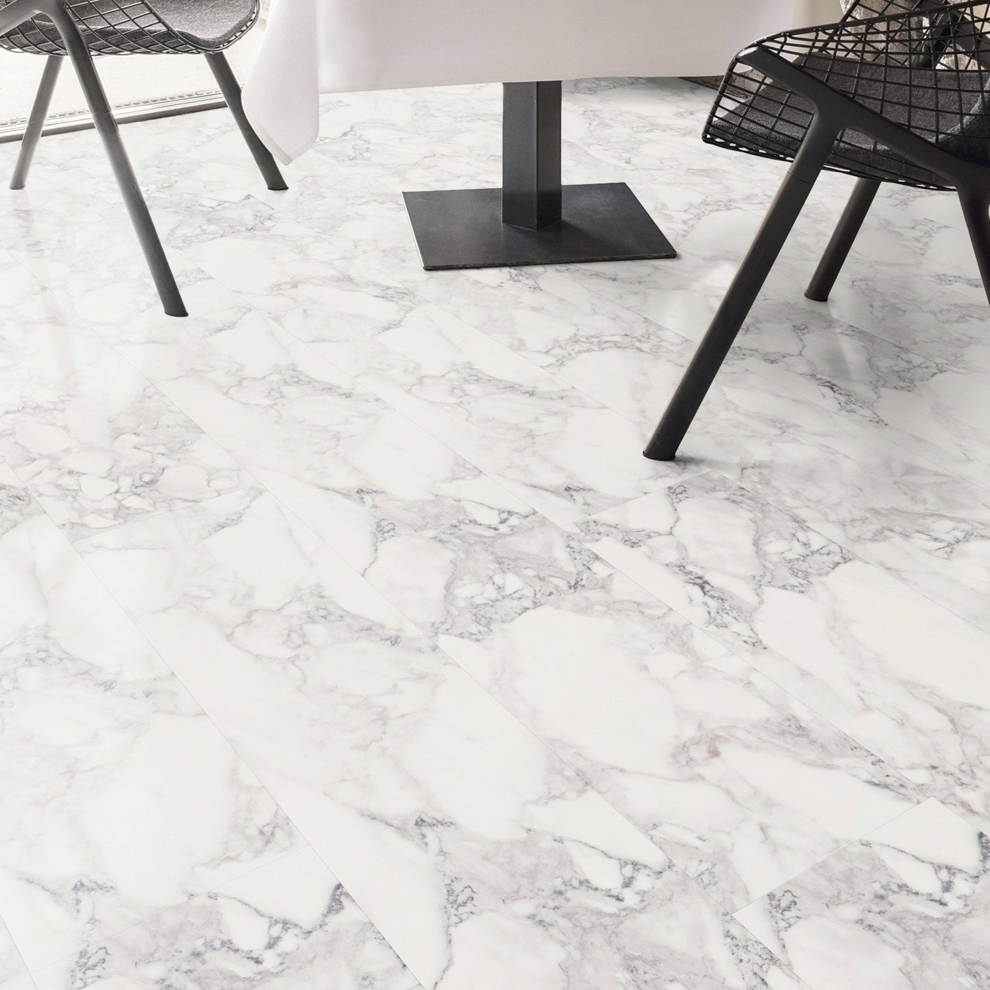 White Marble - Aqua Pro 8.5mm High Gloss Laminate Flooring (122130)