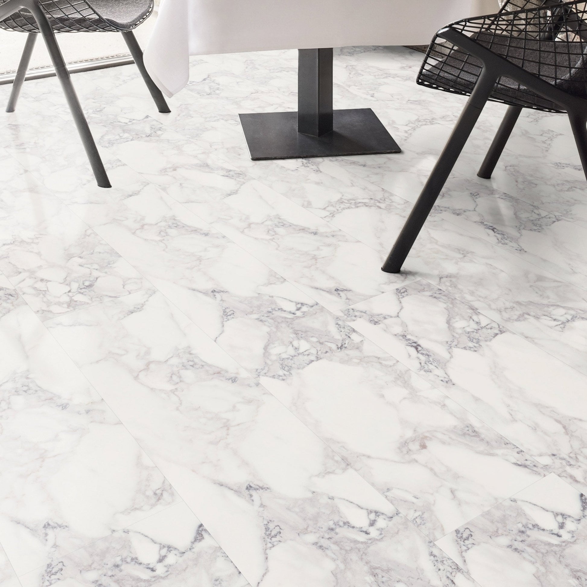 White Marble - Aqua Pro 8.5mm High Gloss Laminate Flooring (122130)