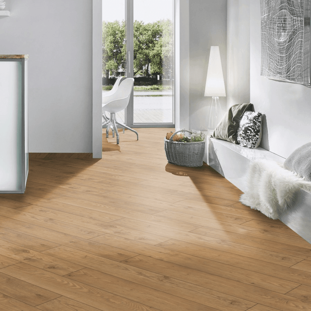 Krono Original | Tawny Chestnut Atlantic 10mm Handscraped Moisture Resistant Laminate Sample - 55347 (SKU-344618)