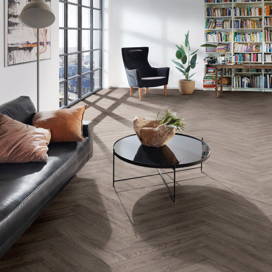 Rutherford Grey oak - Herringbone 8mm Laminate Flooring (122457)