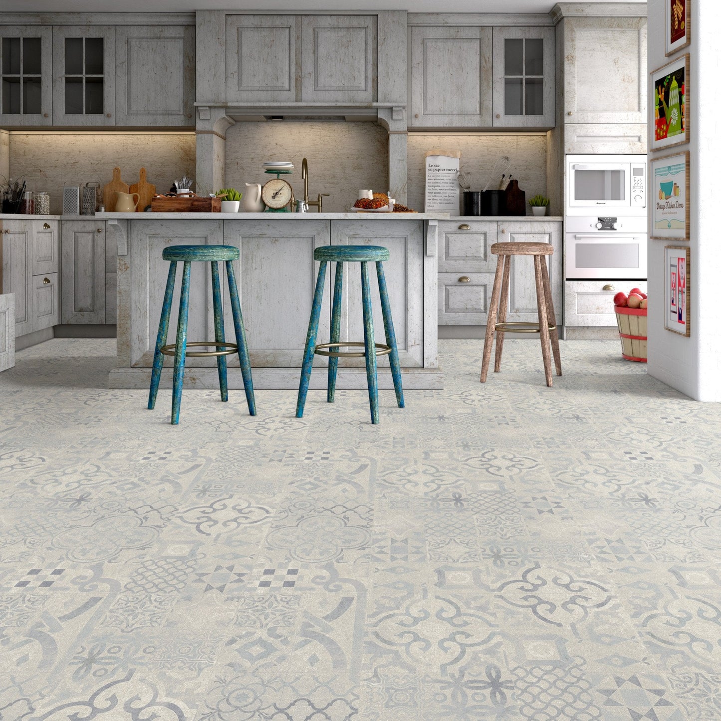 Blue Tile - Retro Water-resistant 8mm Laminate Flooring (122536)